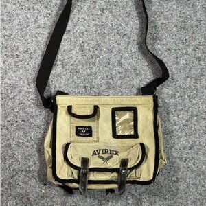 Vintage 80s Avirex Beige Canvas Military Survival Gear messenger bag